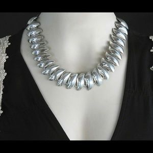 Vintage Sterling silver Mexican statement necklace